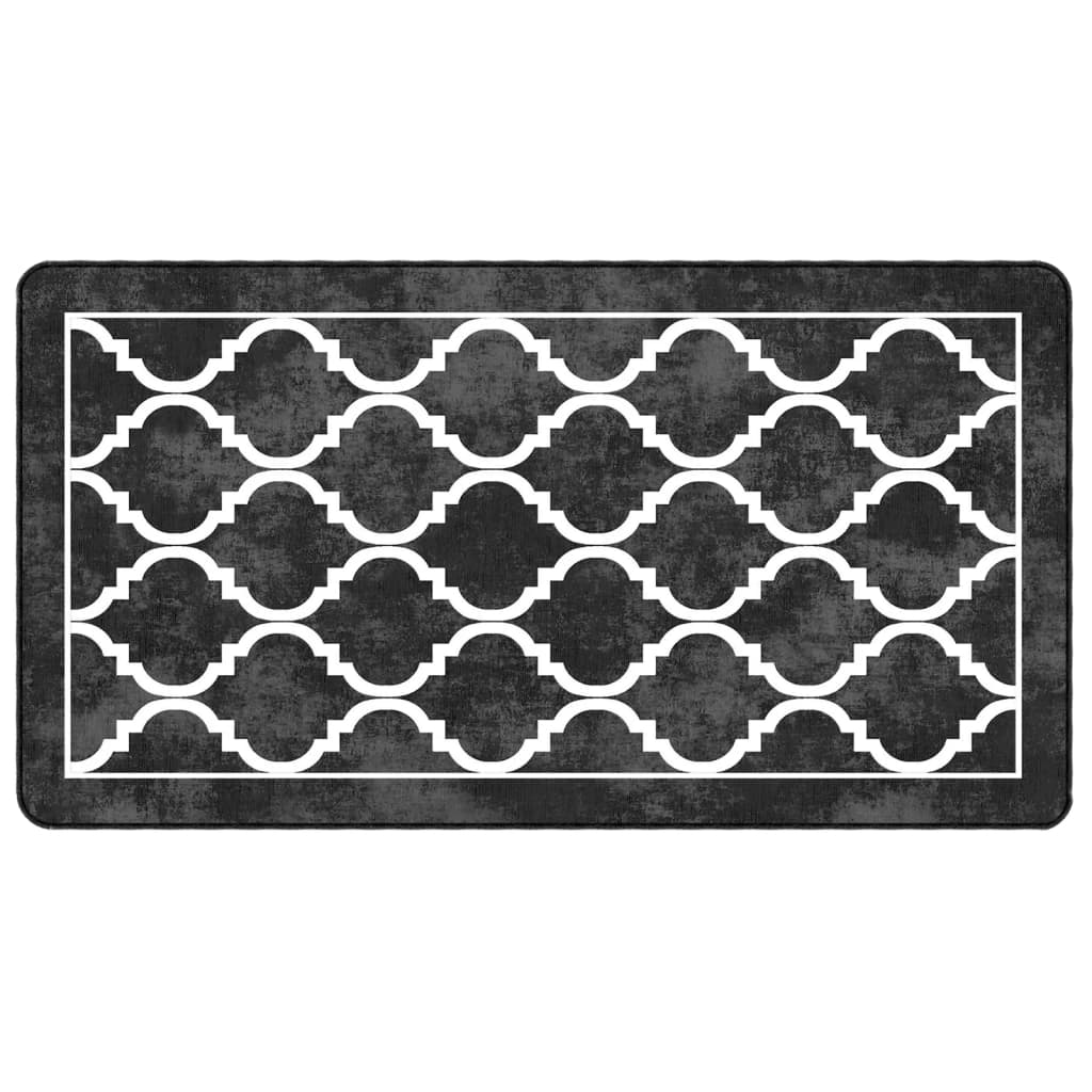 Vidaxl Teppich waschbarer Anti-Rutsch 80x150 cm Schwarz und Weiß