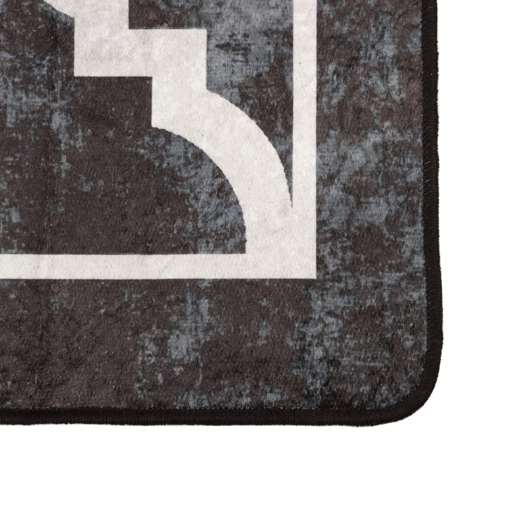 Vidaxl Teppich waschbarer Anti-Rutsch 80x150 cm Schwarz und Weiß