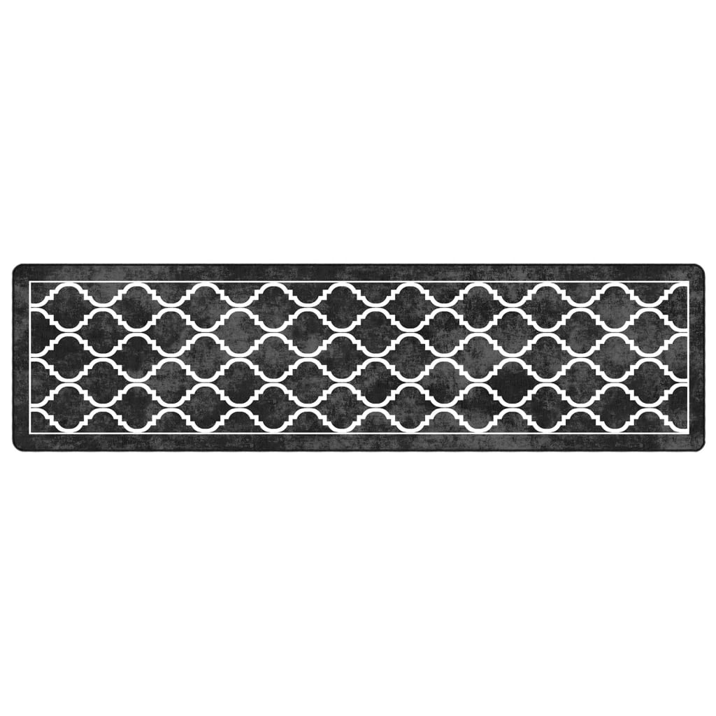 Vidaxl Teppich waschbarer Anti-Rutsch 80x300 cm Schwarz und Weiß