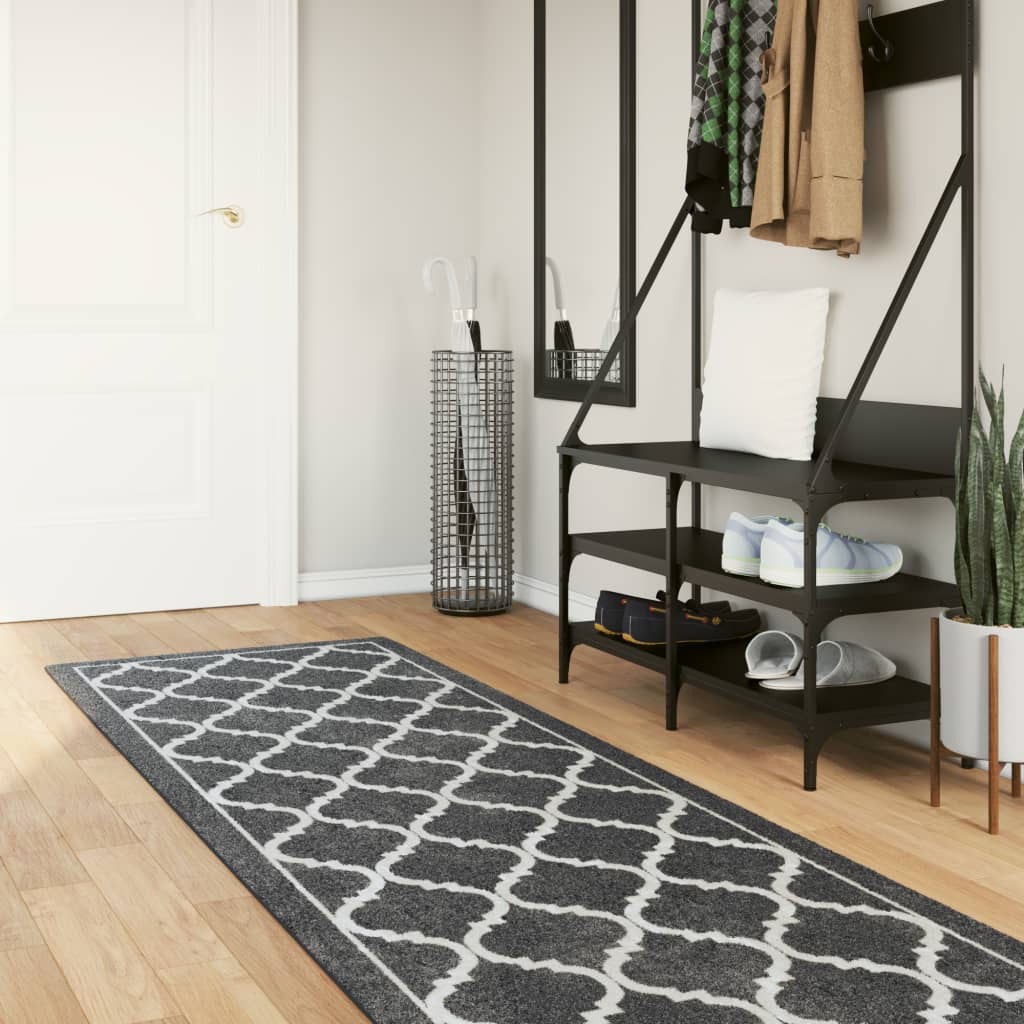 Vidaxl Teppich waschbarer Anti-Rutsch 80x300 cm Schwarz und Weiß