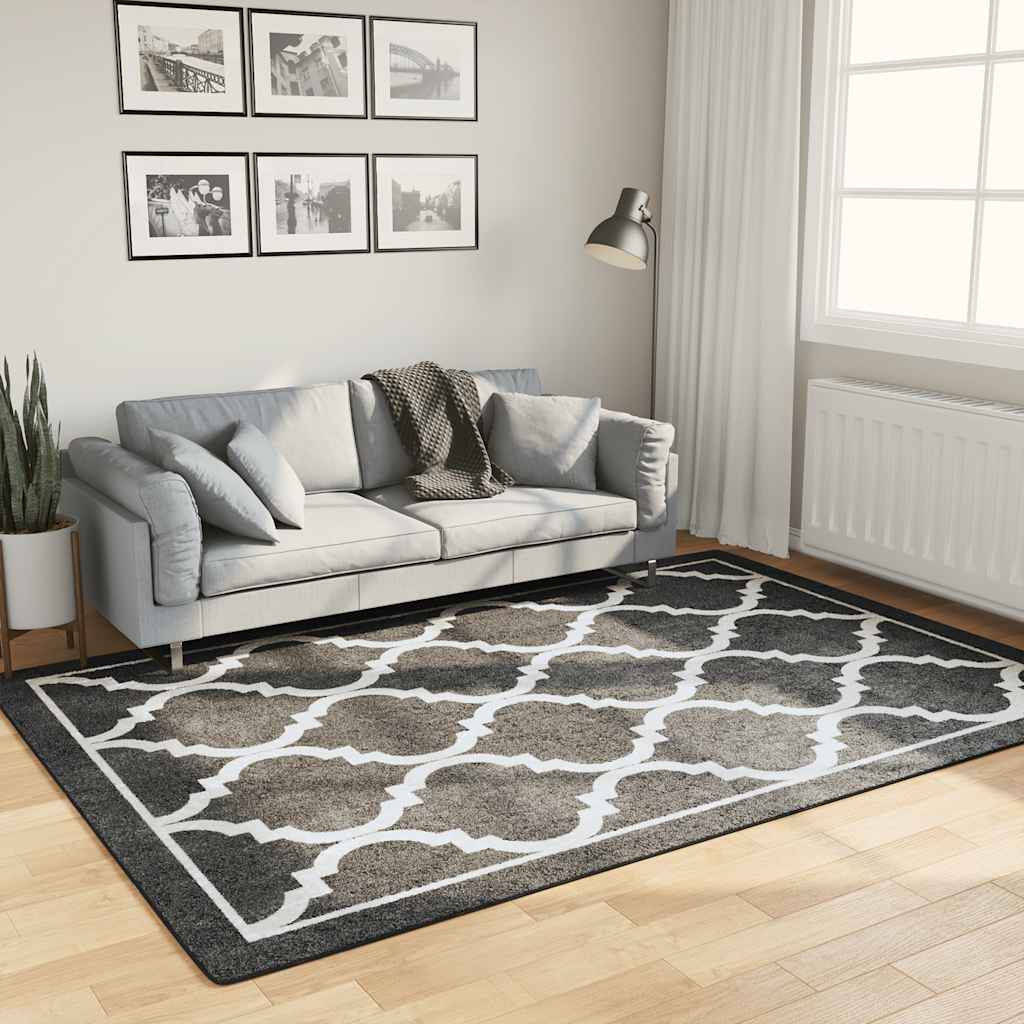 Vidaxl Teppich waschbarer Anti-Rutsch 160x230 cm Schwarz und Weiß