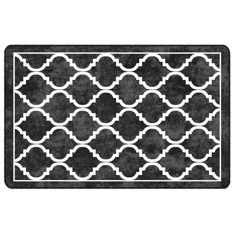 Vidaxl Teppich waschbarer Anti-Rutsch 190x300 cm Schwarz und Weiß