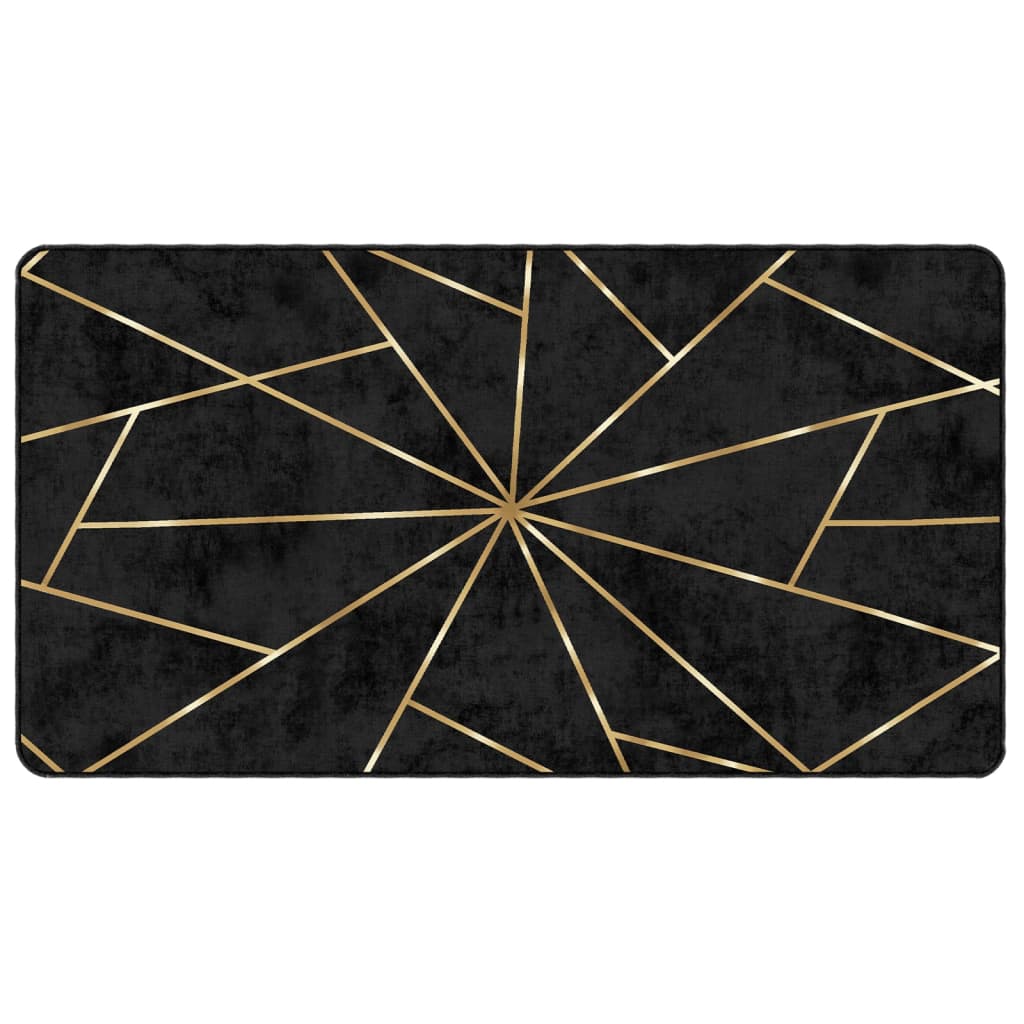 Vidaxl Teppich waschbarer Anti-Rutsch 80x150 cm Schwarz und Goldfarbe