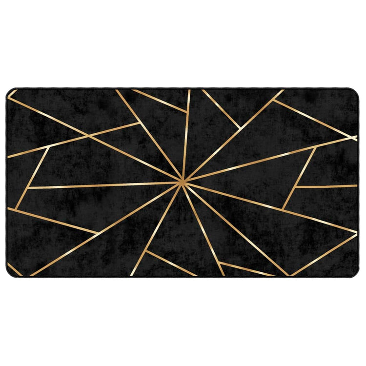 Vidaxl Teppich waschbarer Anti-Rutsch 80x150 cm Schwarz und Goldfarbe