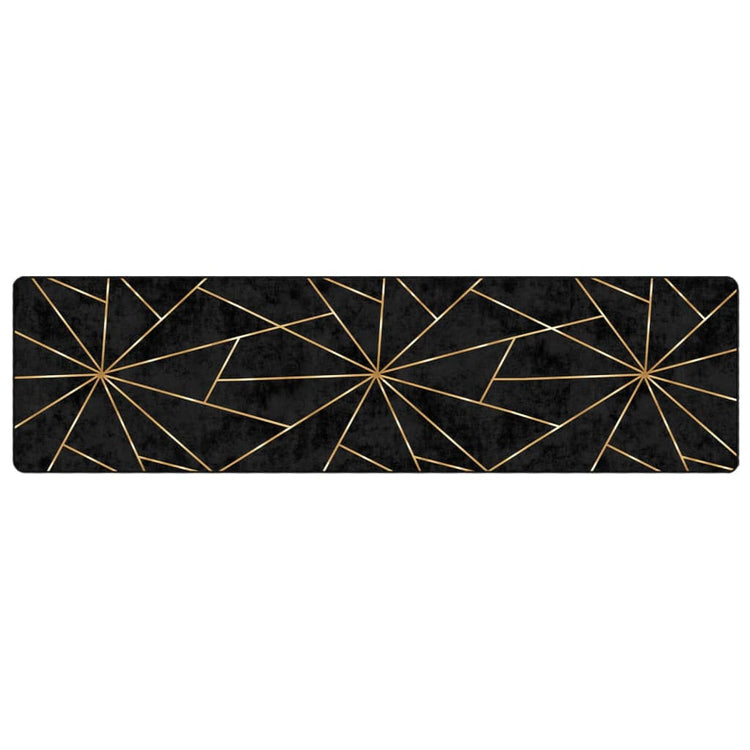 Vidaxl Teppich waschbarer Anti-Rutsch 80x300 cm Schwarz und Goldfarbe