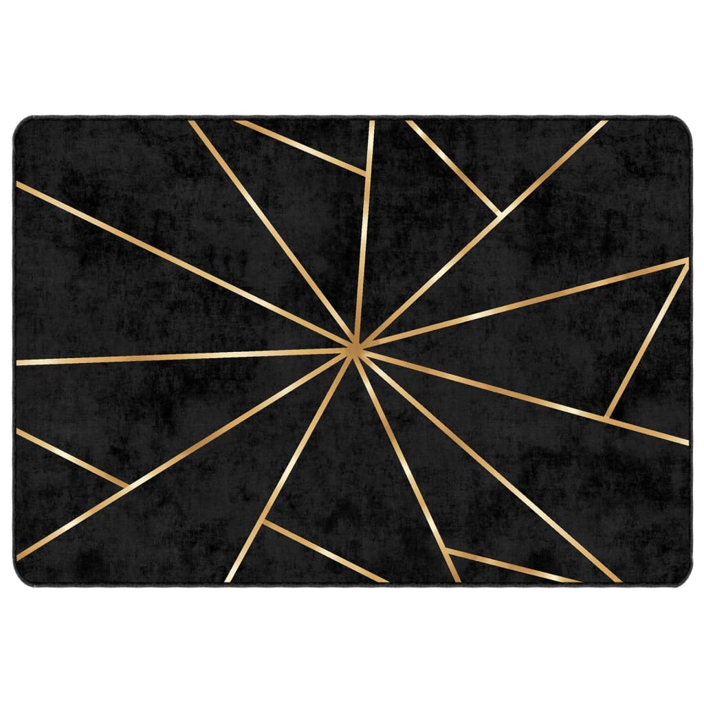Vidaxl Teppich waschbarer Anti-Rutsch 120x180 cm Schwarz und Goldfarbe