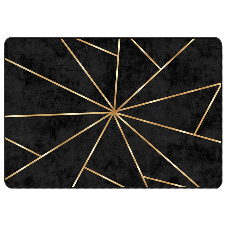 Vidaxl Teppich waschbarer Anti-Rutsch 120x180 cm Schwarz und Goldfarbe