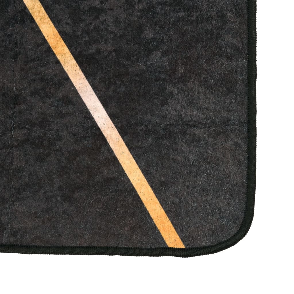 Vidaxl Teppich waschbarer Anti-Rutsch 190x300 cm Schwarz und Goldfarbe