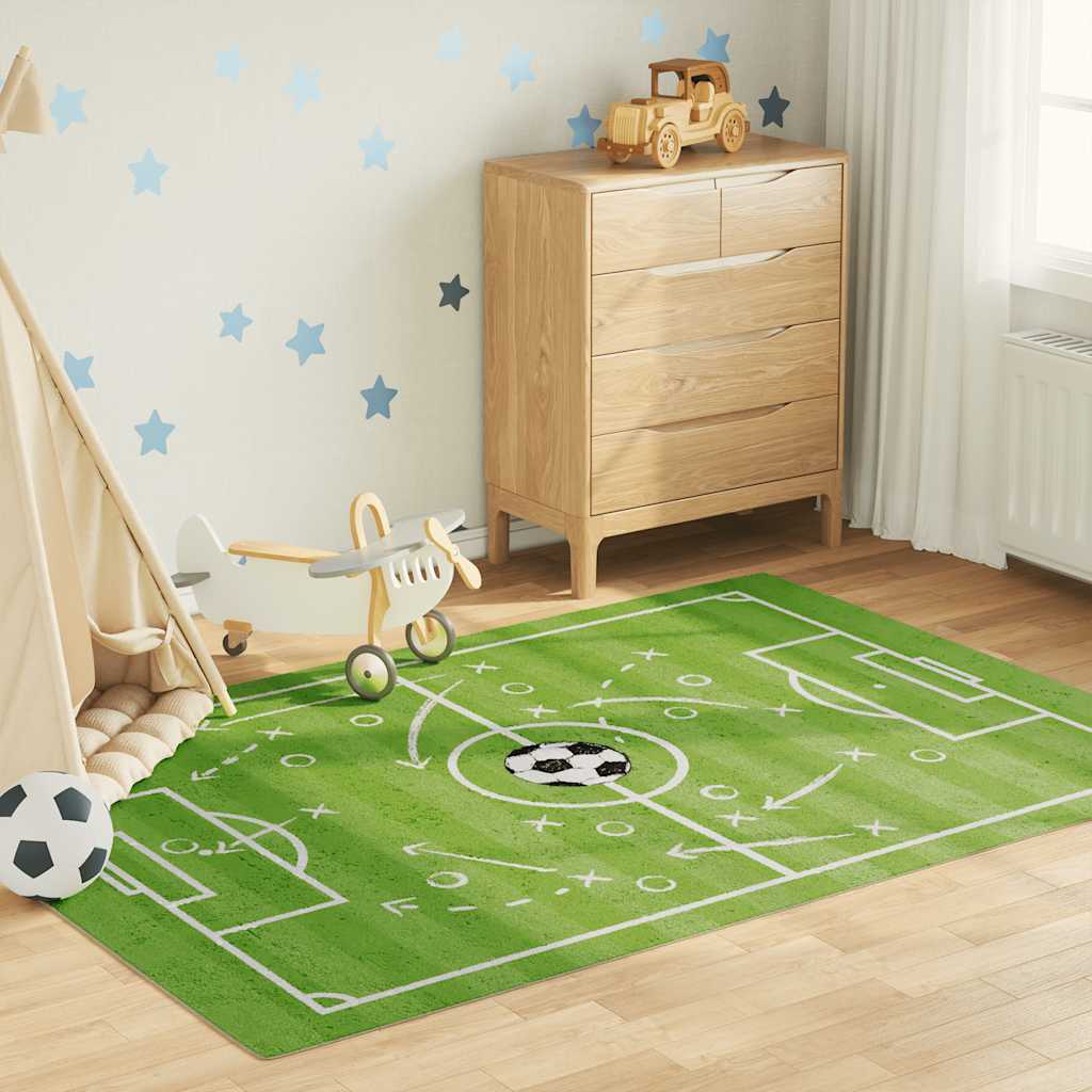 Vidaxl Kinderboden Teppich Fußballfeld Waschbar Anti -Slip 160x230 cm Grün