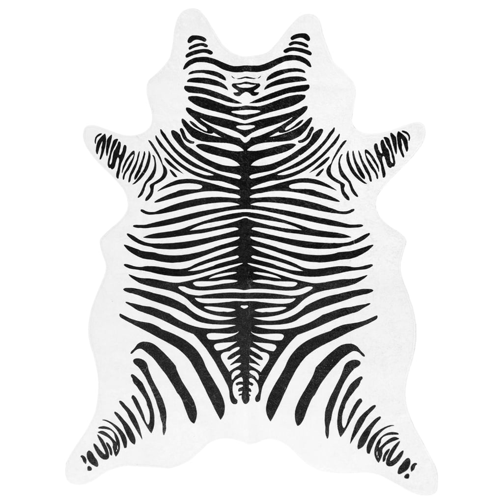 Vidaxl Teppich Zebra Muster waschbarer Anti-Slip 120x170 cm Schwarz Weiß