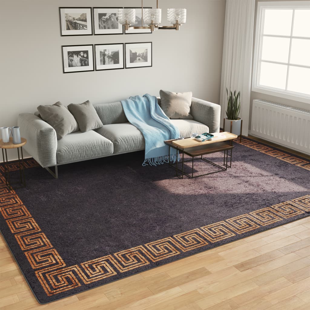 Vidaxl Teppich waschbarer Anti-Rutsch 400x300 cm Schwarz und Goldfarbe