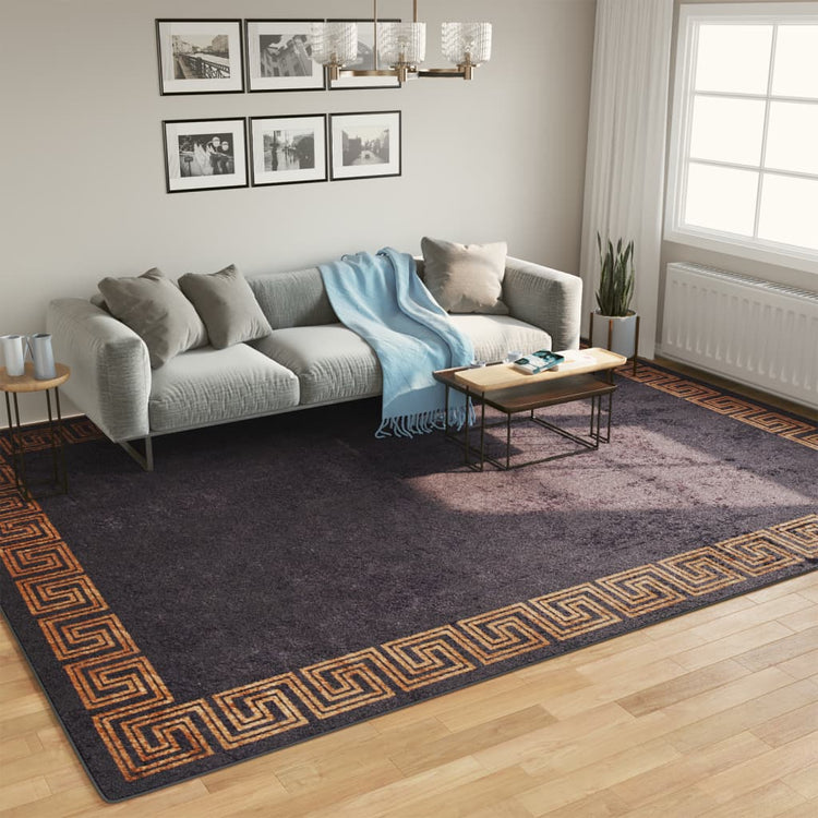 Vidaxl Teppich waschbarer Anti-Rutsch 400x300 cm Schwarz und Goldfarbe
