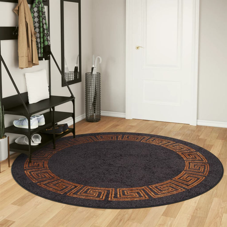 Vidaxl Teppich waschbarer Anti-Rutsch Ø 200 cm schwarz und goldfarben