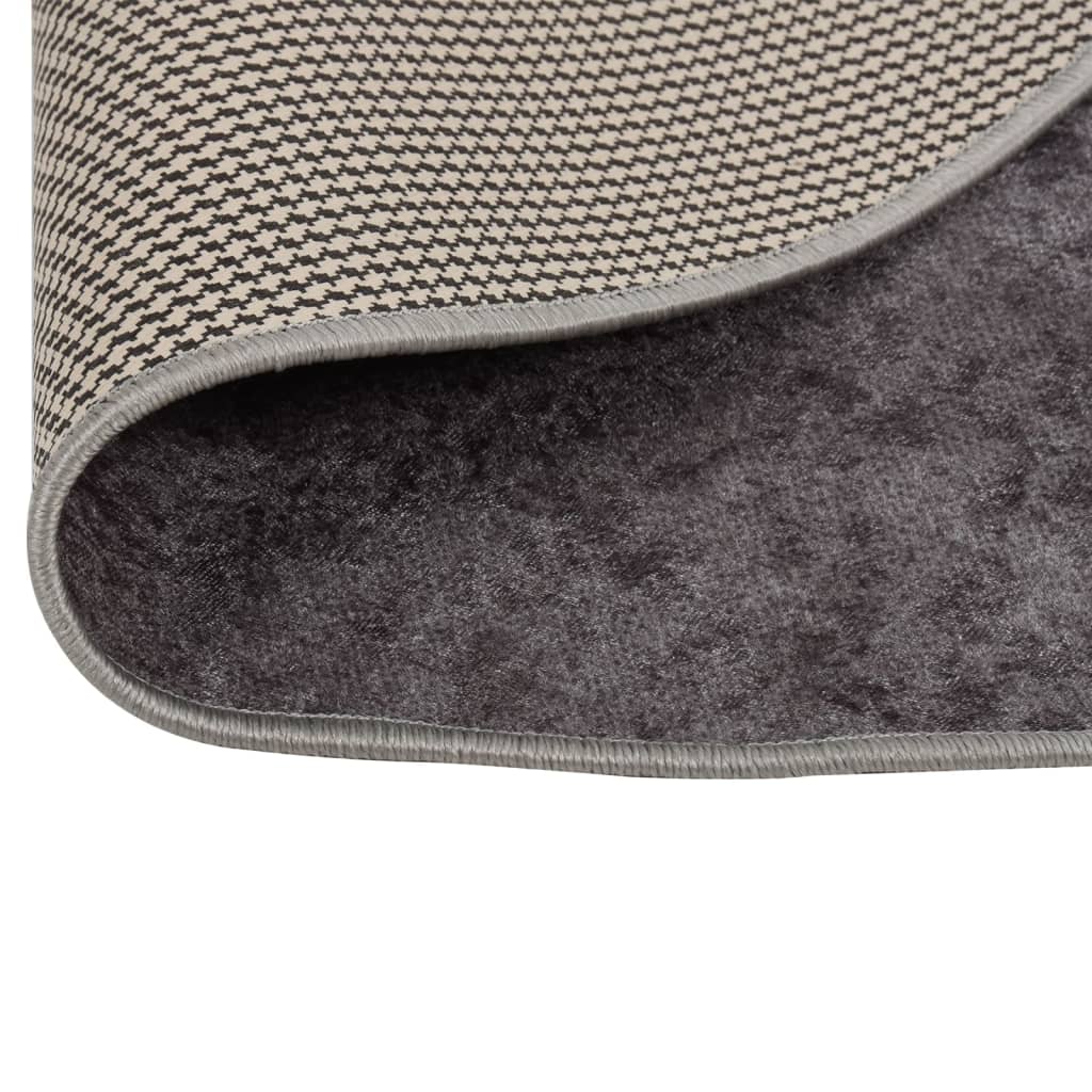 Vidaxl Teppich waschbarer Anti-Rutsch Ø 200 cm Grau