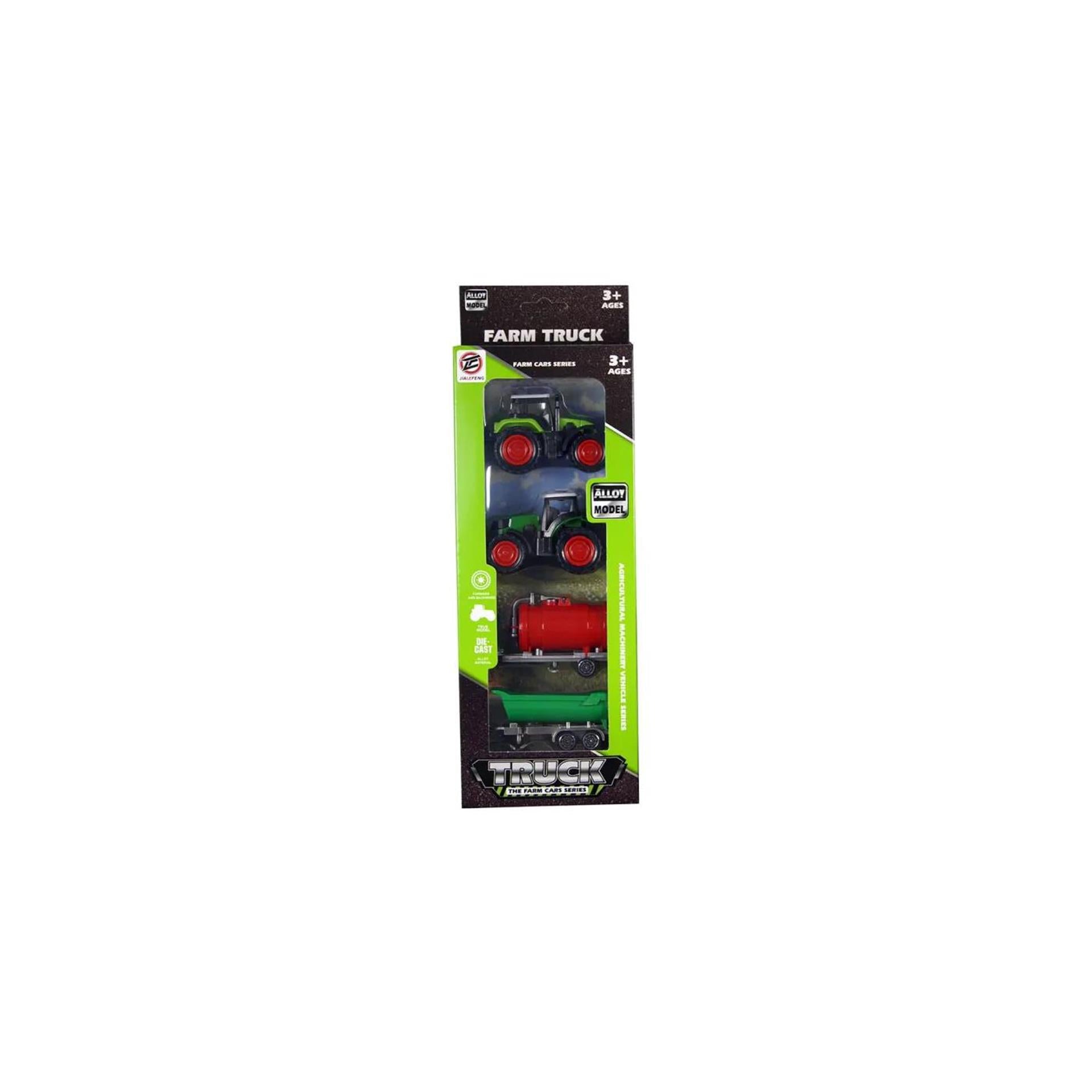 Traktor-Set aus Druckguss, 7 cm zurückziehbar