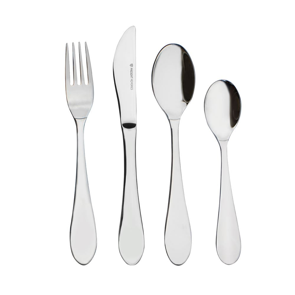 Kinderbesteck - 4-teilig - Geburt - Silber