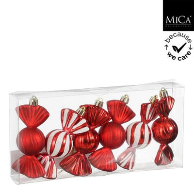 Edelman Ornament Bonbonrot 6 Stück - L5xB3,5xH10cm | 2 Stk
