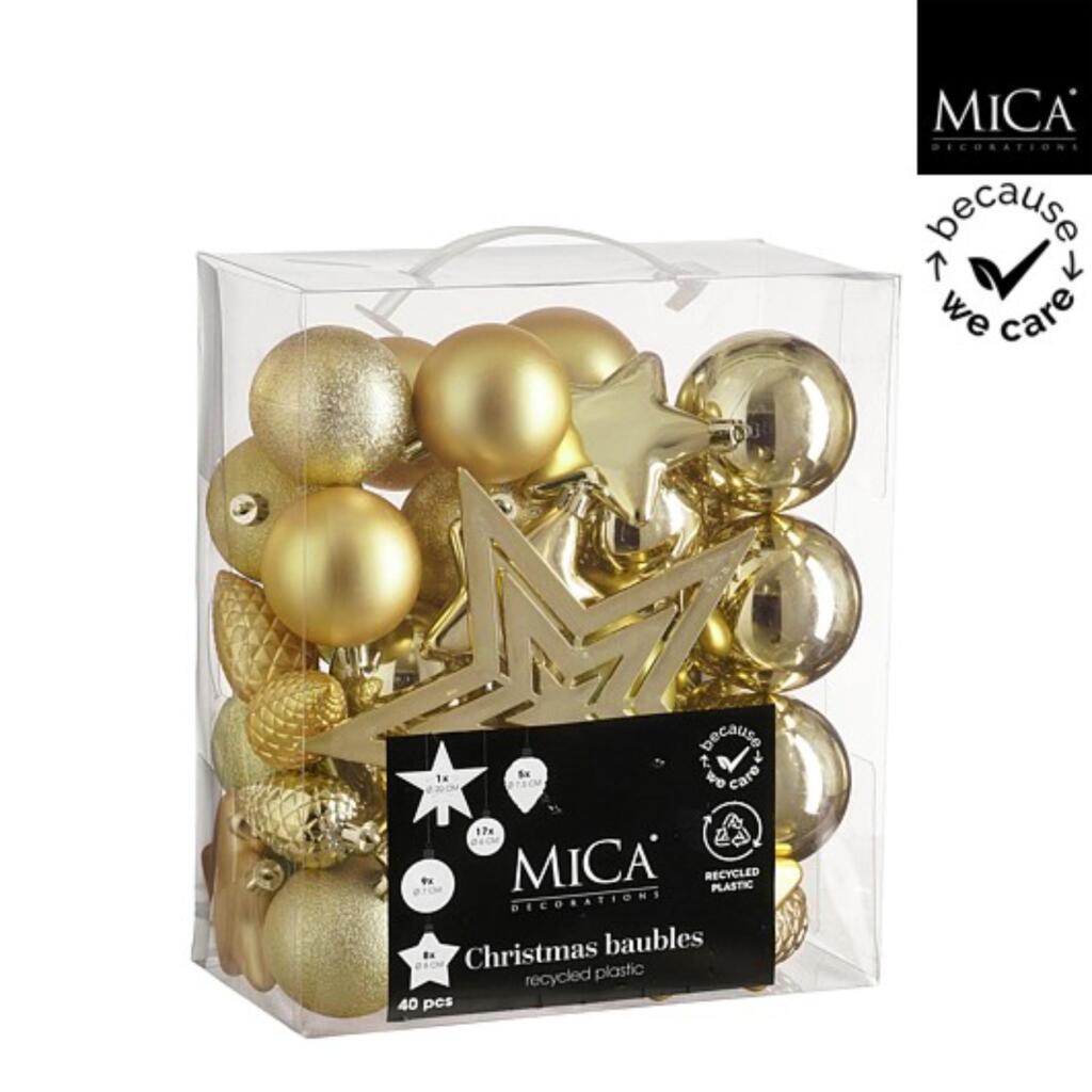 Edelman Baumschmuck unzerbrechlich Gold 40 Stück - D8cm