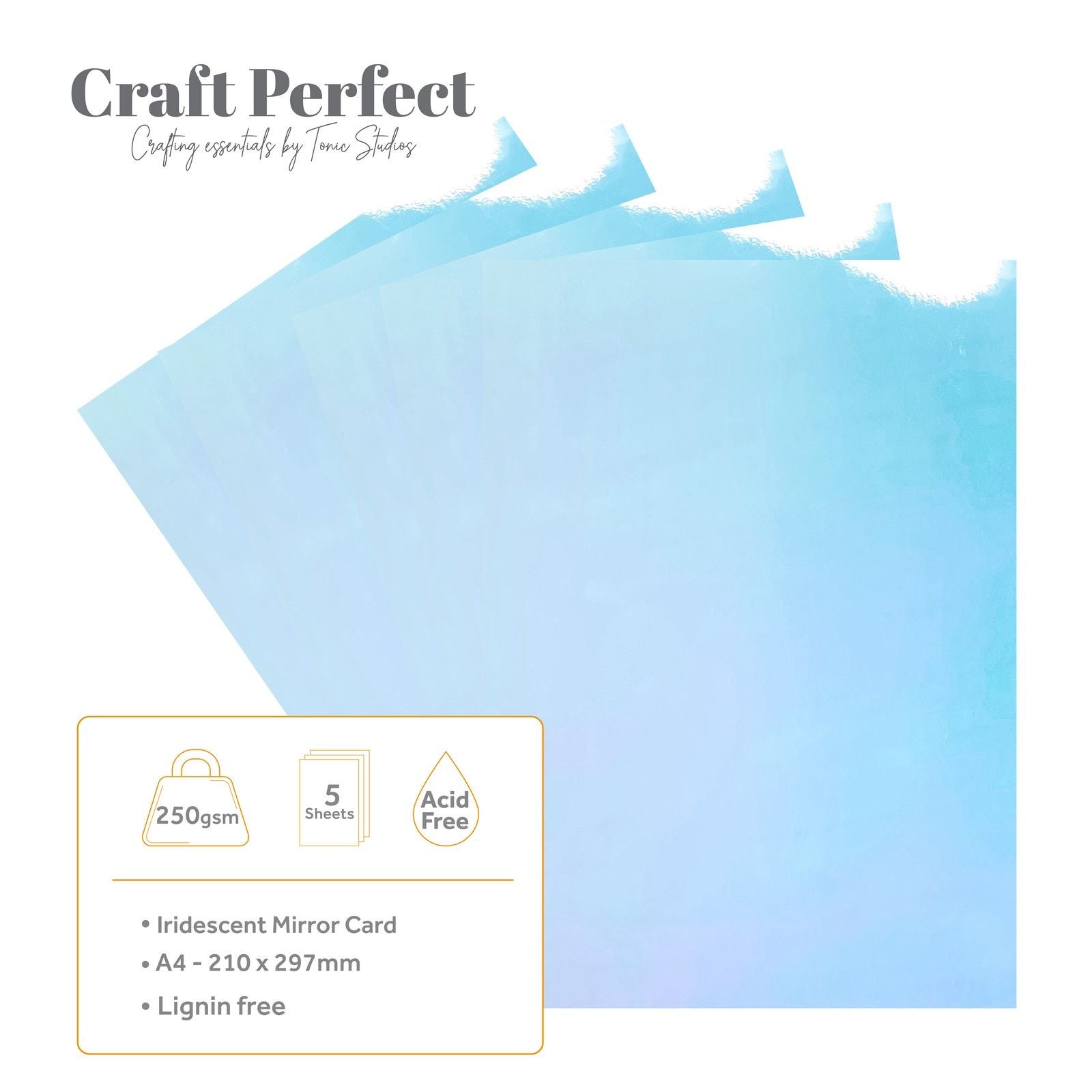 Craft Perfect von Tonic Studios Craft Perfect • Spiegelkarte, schillernd, 250 g, bejeweled blue, 5 Stück