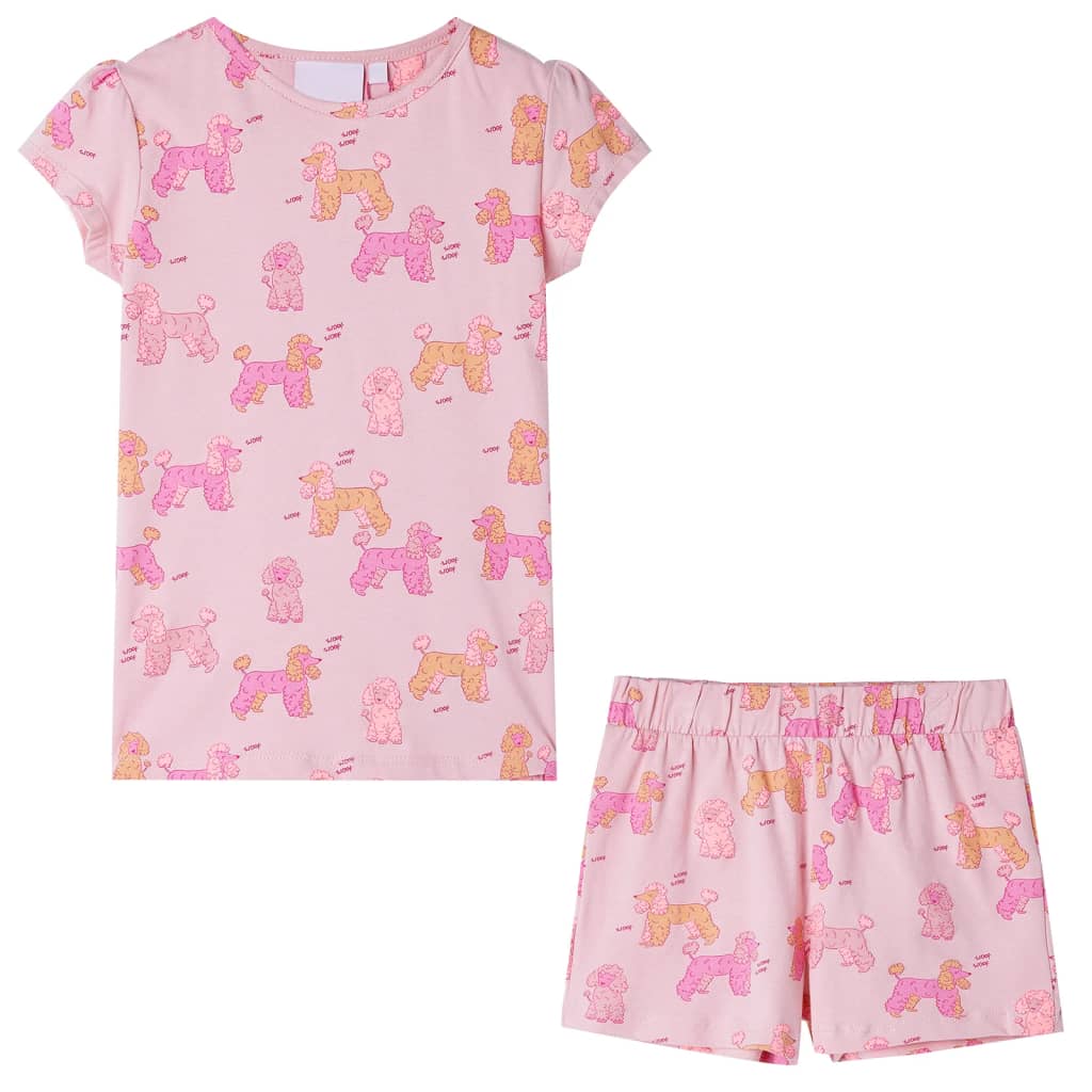 Vidaxl Kinderpyjama mit kurzen Ärmeln 92 hellrosa