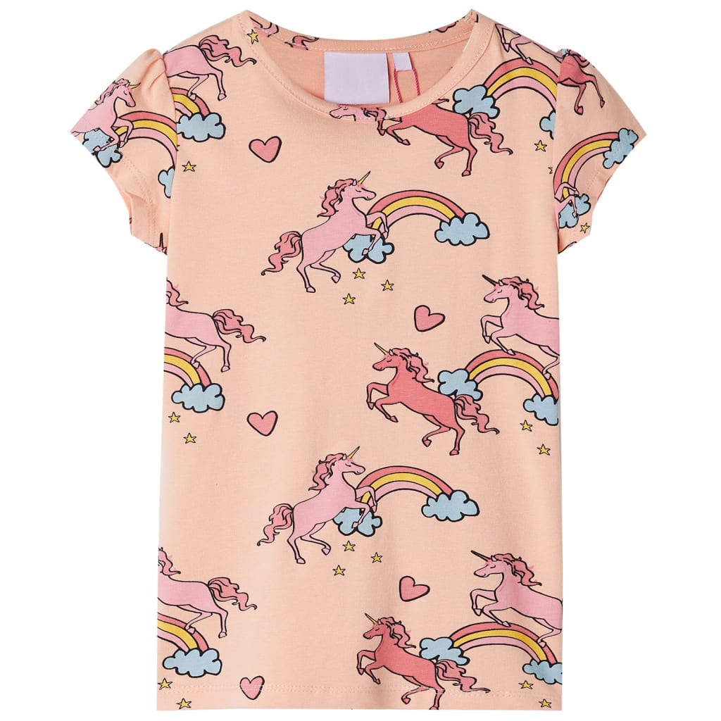 Vidaxl Kinderpyjama mit kurzen Ärmeln 128 Leichtorange