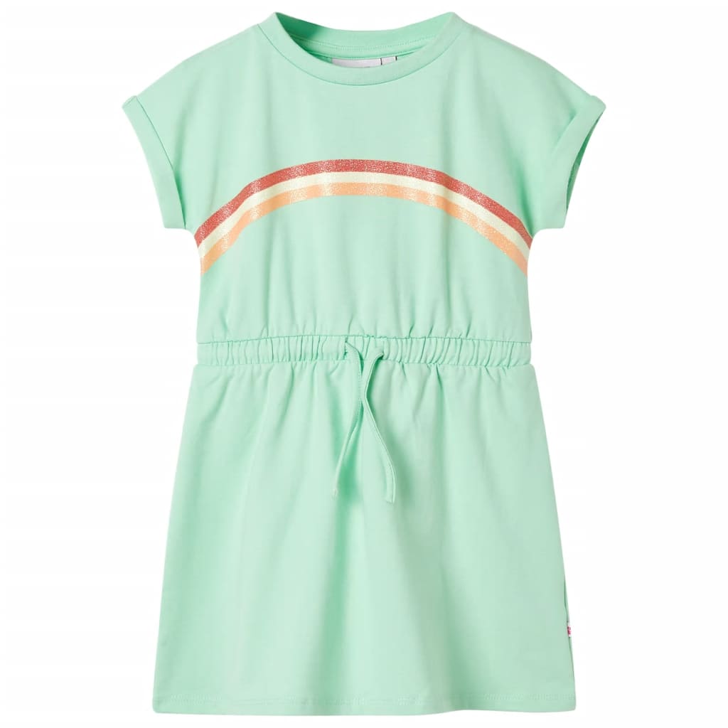 Vidaxl Kinderkleid mit Kordelstring 128 hellgrün
