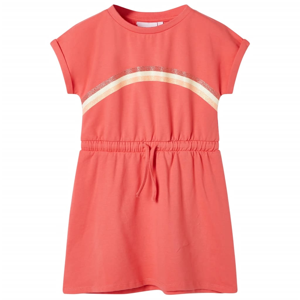 Vidaxl -Kinderkleid mit Kordelkordel 116 Korallenschärfen