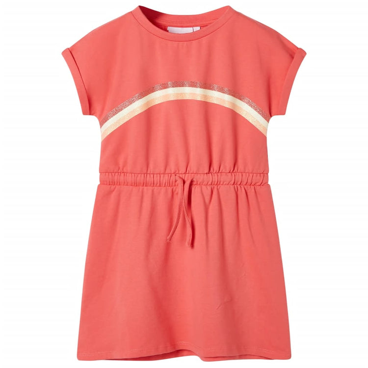 Vidaxl -Kinderkleid mit Kordelkordel 116 Korallenschärfen