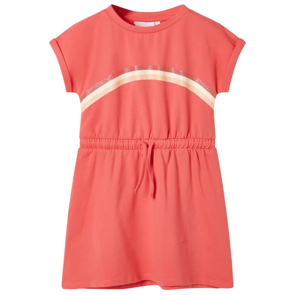 Vidaxl -Kinderkleid mit Kordelstring 140 Korallenschärfe