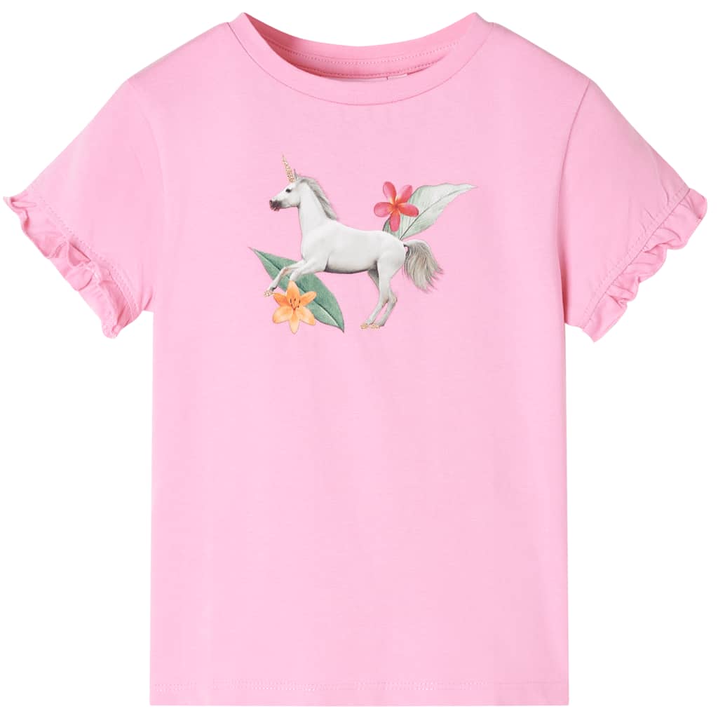 Vidaxl -Kinderhemd mit kurzen Ärmeln 116 leuchtend rosa