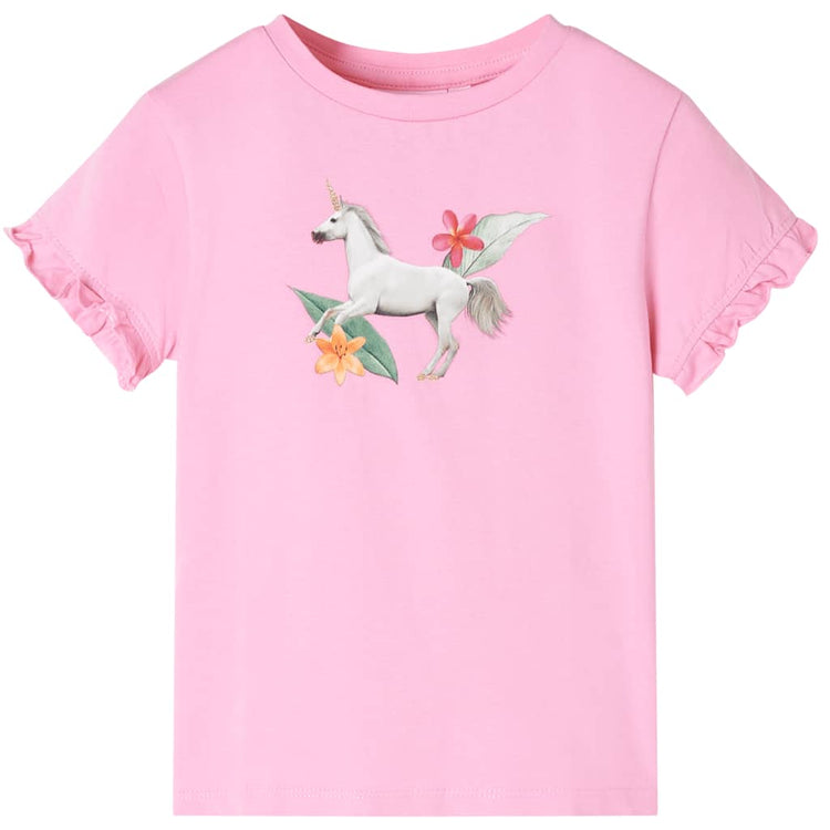 Vidaxl -Kinderhemd mit kurzen Ärmeln 116 leuchtend rosa