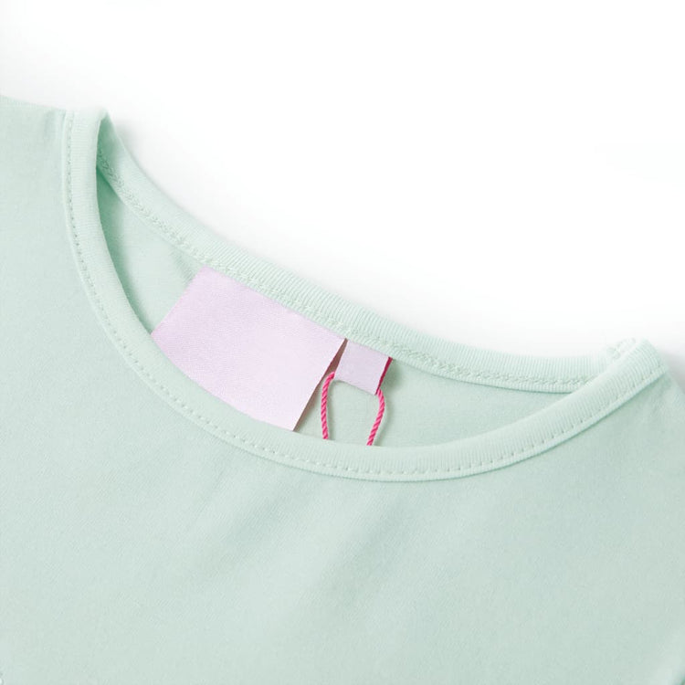 Vidaxl -Kinderhemd mit Kappe Ärmel 128 leichte Minzfarbe