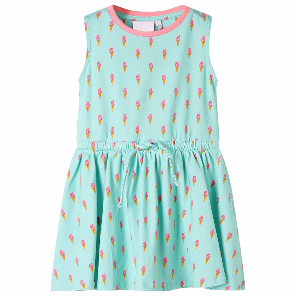 Vidaxl -Kinderkleid mit Kordelstring 92 leichte Minze
