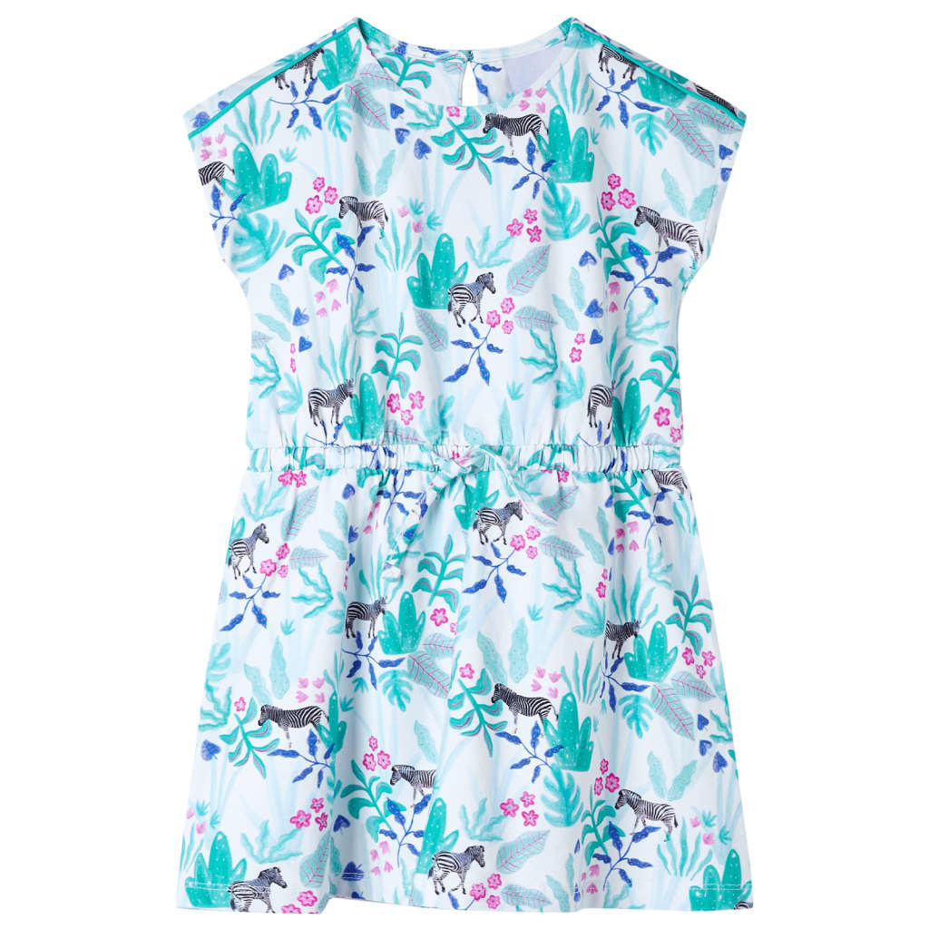 Vidaxl Kinderkleid 92 Ecru und dunkle Minzefarbe