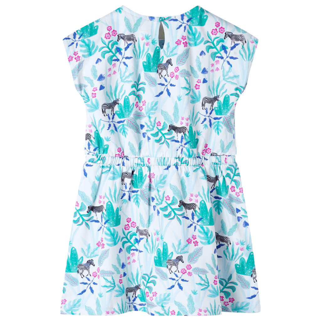 Vidaxl Kinderkleid 92 Ecru und dunkle Minzefarbe