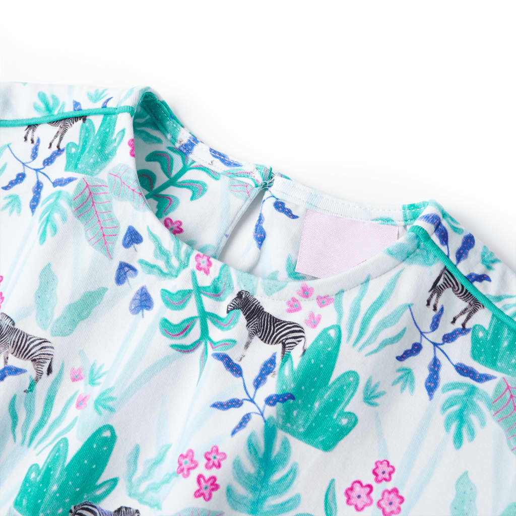 Vidaxl Kinderkleid 92 Ecru und dunkle Minzefarbe