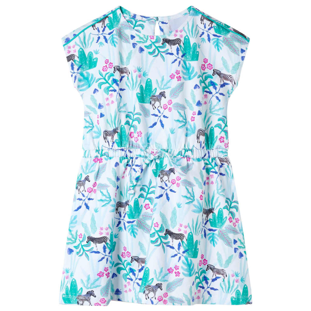 Vidaxl Kinderkleid 116 Ecru und dunkle Minzefarbe