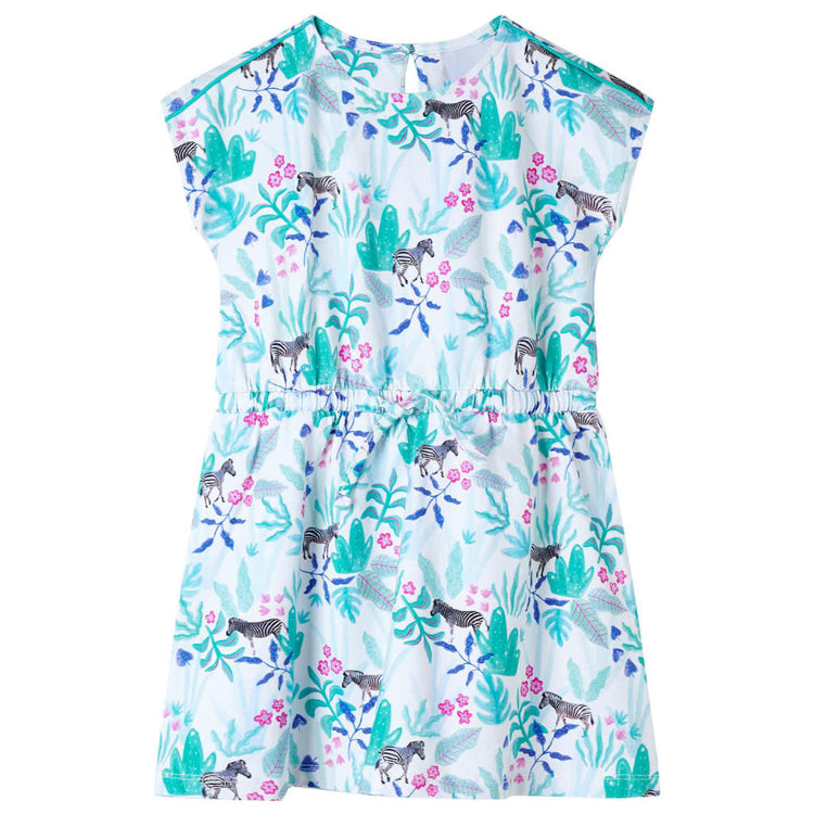Vidaxl Kinderkleid 116 Ecru und dunkle Minzefarbe