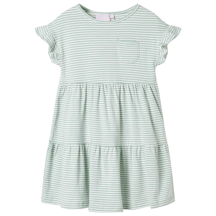 Vidaxl Kinderkleid mit Rüschen auf den Ärmeln 128 Minzefarben
