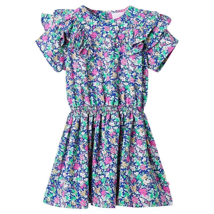 Vidaxl Kinderkleid mit rauen Ärmeln 116 Kobaltblau