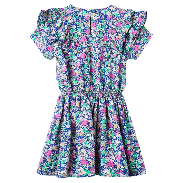 Vidaxl Kinderkleid mit rauen Ärmeln 116 Kobaltblau