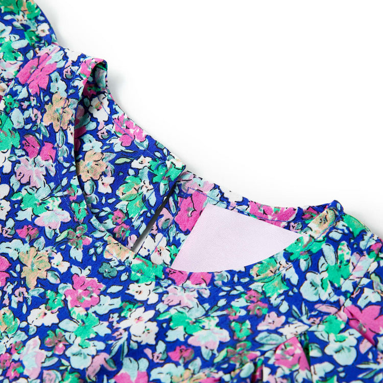 Vidaxl Kinderkleid mit rauen Ärmeln 116 Kobaltblau