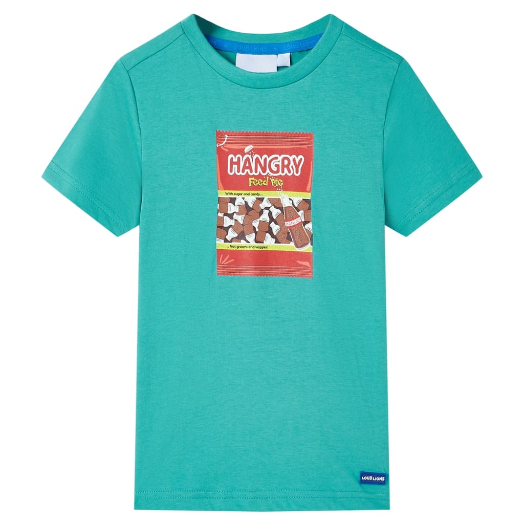 Vidaxl -Kinderhemd mit kurzen Ärmeln 116 dunkle Minzfarbe