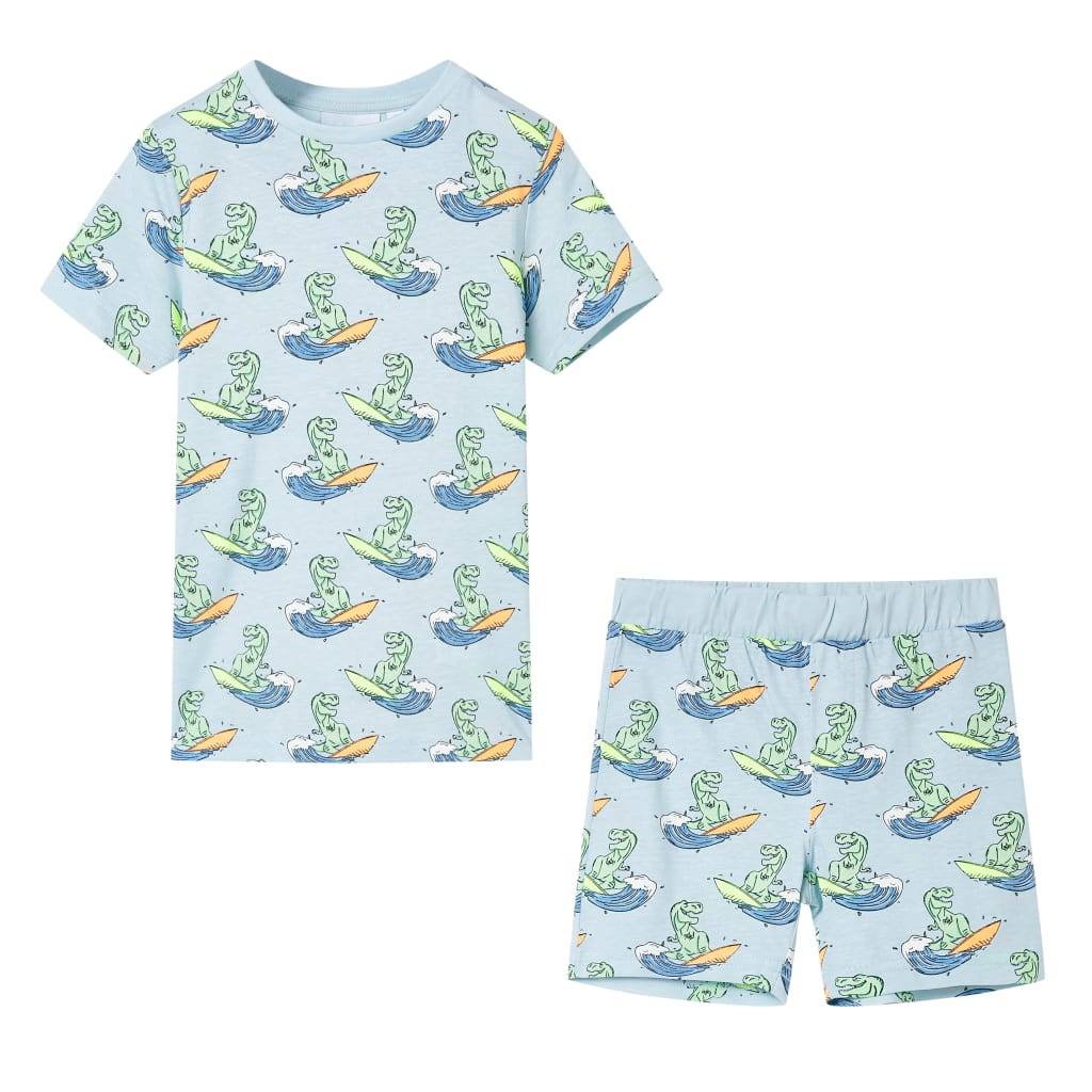Vidaxl Kinderpyjama mit kurzen Ärmeln 116 hellblau