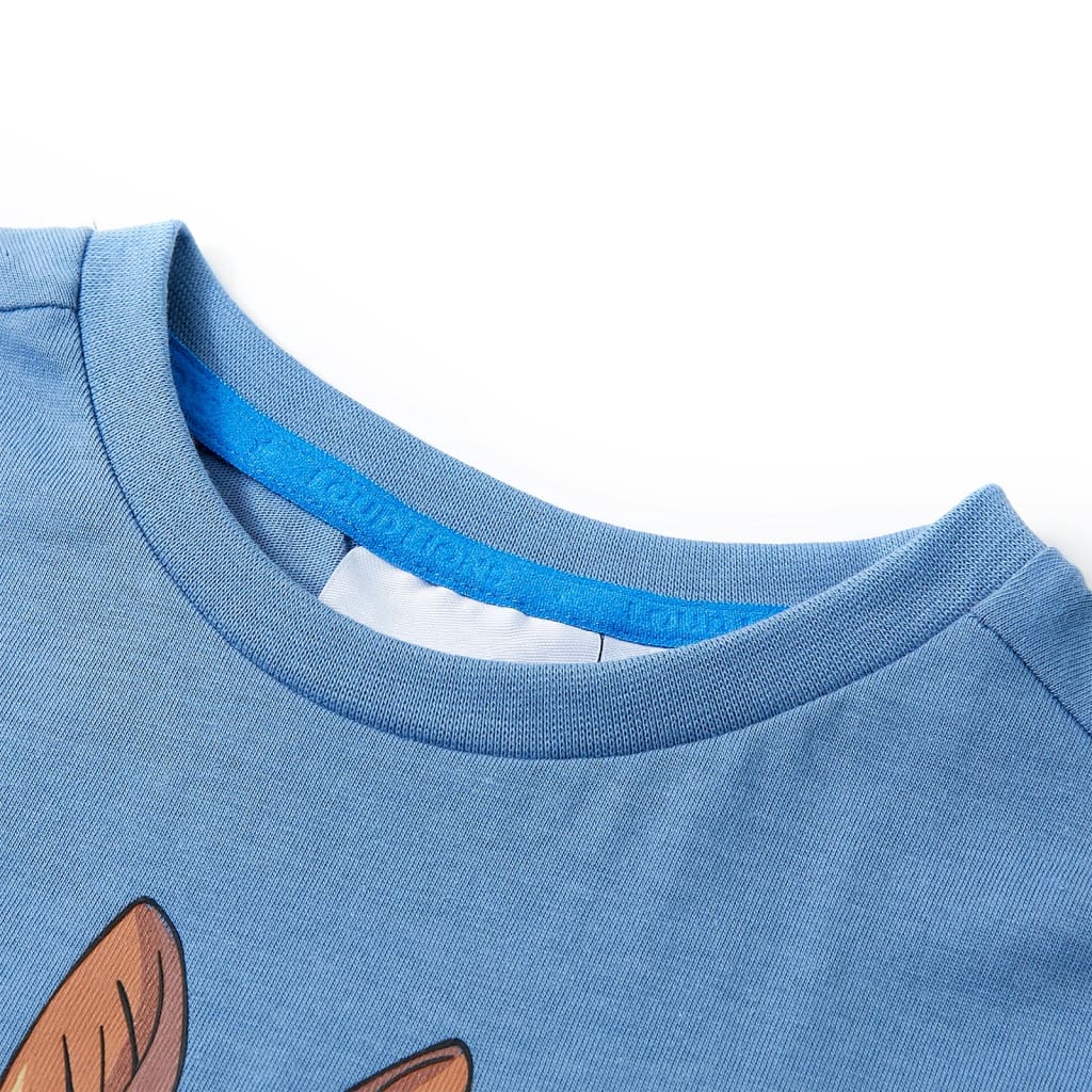 Vidaxl Kinderhemd mit kurzen Ärmeln 92 Mittelblau