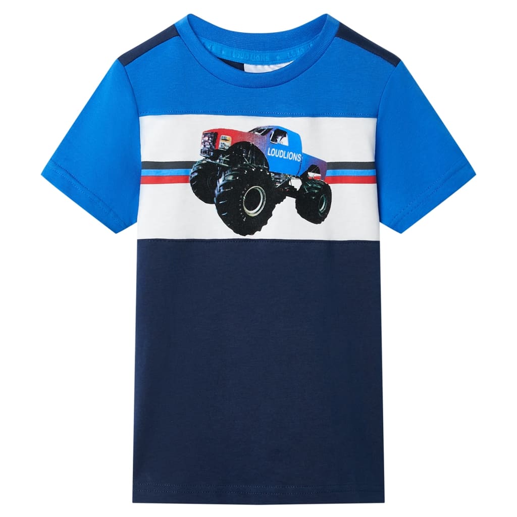 Vidaxl Kinderhemd 104 Blau und Marineblau