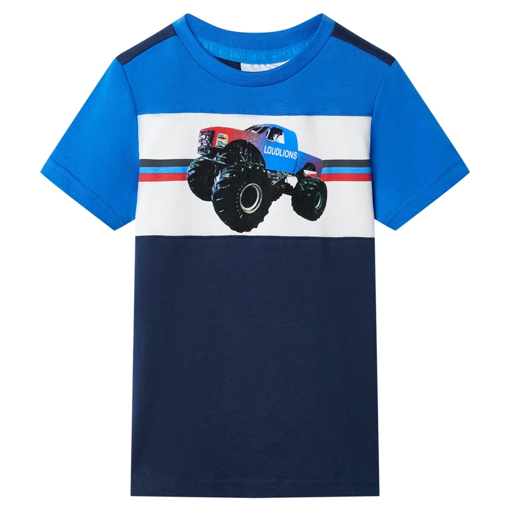 Vidaxl Kinderhemd 128 Blau und Marineblau