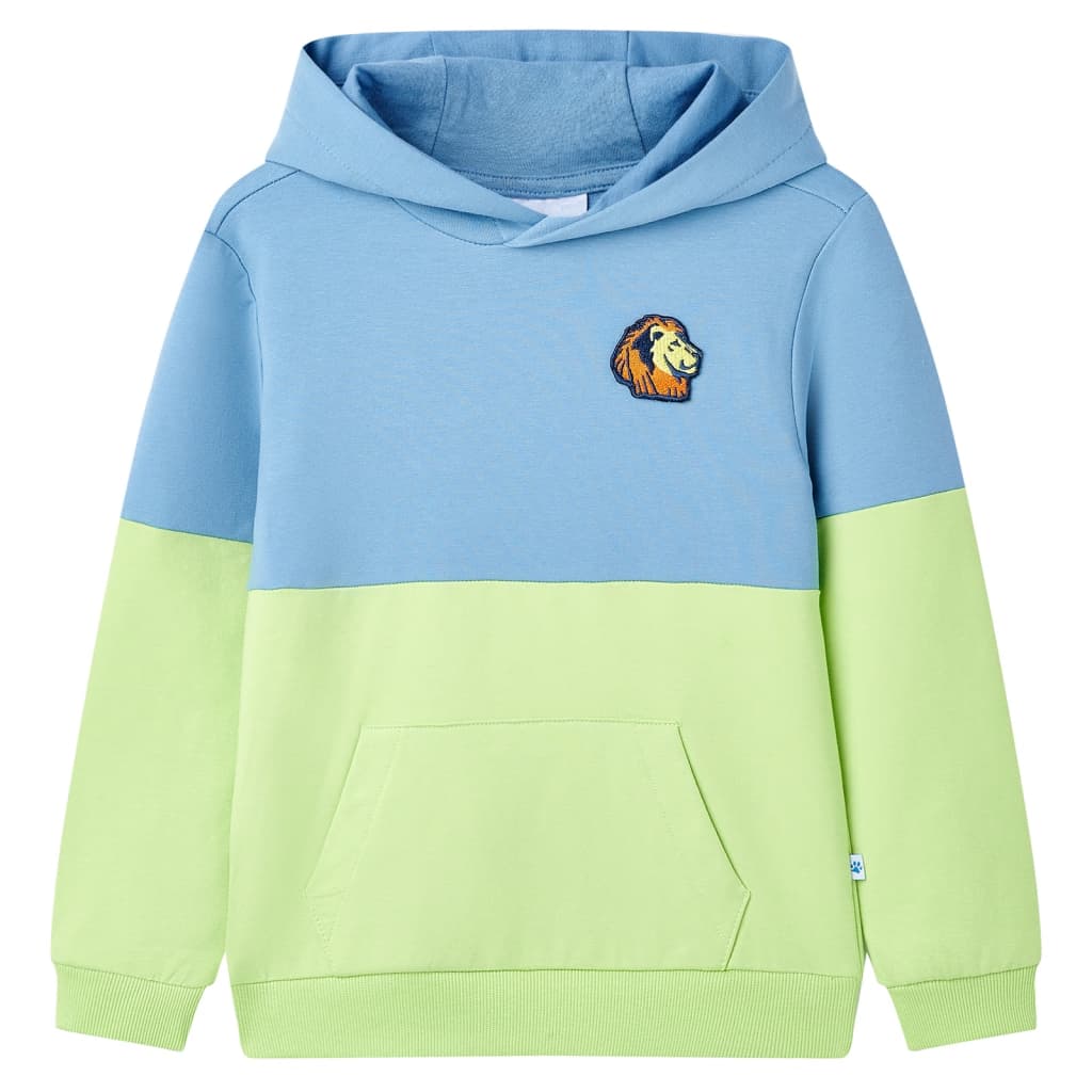 Vidaxl Kinderpullover mit Haube 116 Blau und weiches Gelb
