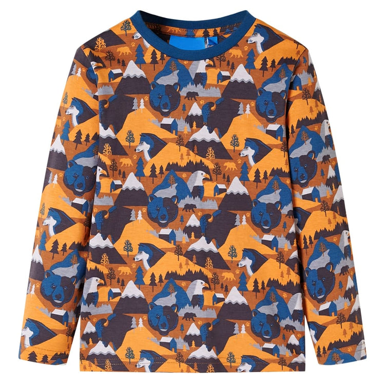 Vidaxl Kinderpyjama mit langen Ärmeln 140 Cognac gefärbt