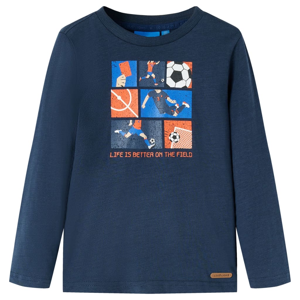 Vidaxl Kinderhemd mit langen Ärmeln 104 gemischtes Marineblau